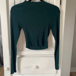 Pacsun Deep Teal Ribbed Mock-Neck Womens Long Sleeve